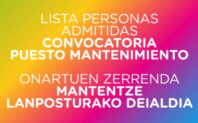 Lista personas admitidas. Convocatoria puesto mantenimiento
