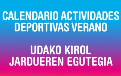 Calendario actividades deportivas verano